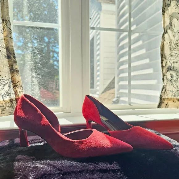 NWOT Franco Sarto Tana Suede Red Heels - Size 9.5 - Picture 8 of 14